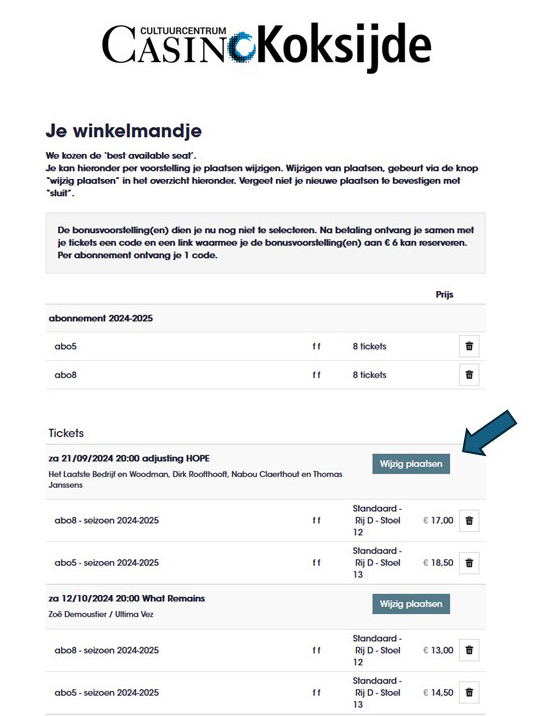 wijzig plaatsen